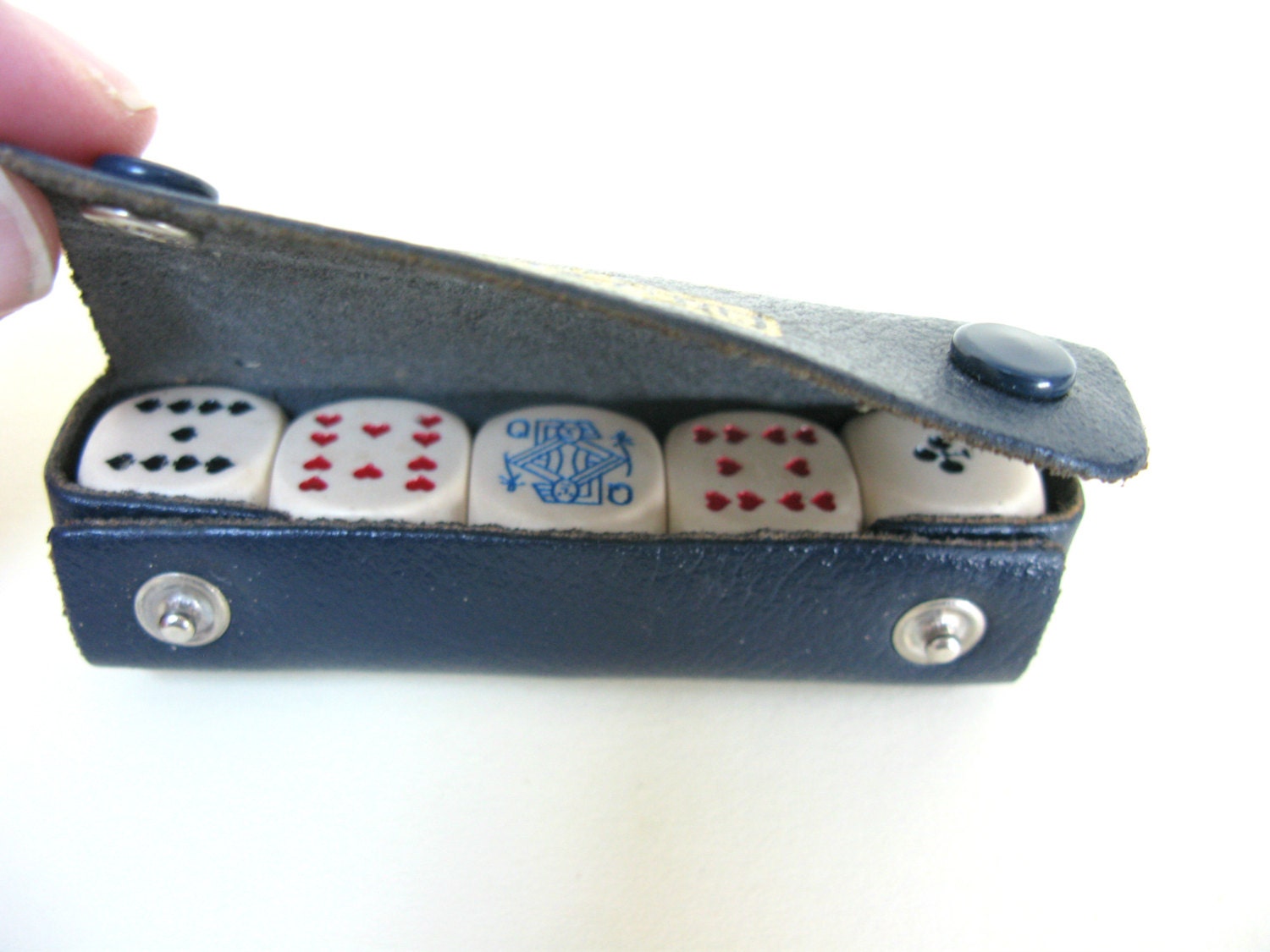 Vintage Poker Dice Leather Dice Case Poker Dice In Case