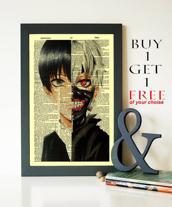 Ken Kaneki Print Tokyo Ghoul Print Manga Poster Anime by demeraki