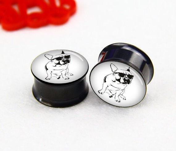 Cute dog ear plugs women/men ear plugs Black Titanium ear