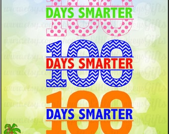 School SVG ~ 100 Days of School ~ Kids svg ~ Kids Shirt ~ 100 Days Smarter svg ~ Commercial Use SVG ~ Cut File ~ Clipart ~ svg-dxf-eps-png
