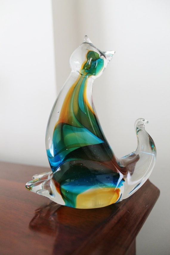 murano cat glass