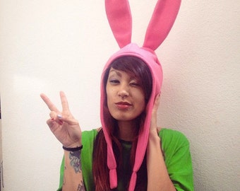 Cosplay Pink Fleece Bunny Hat