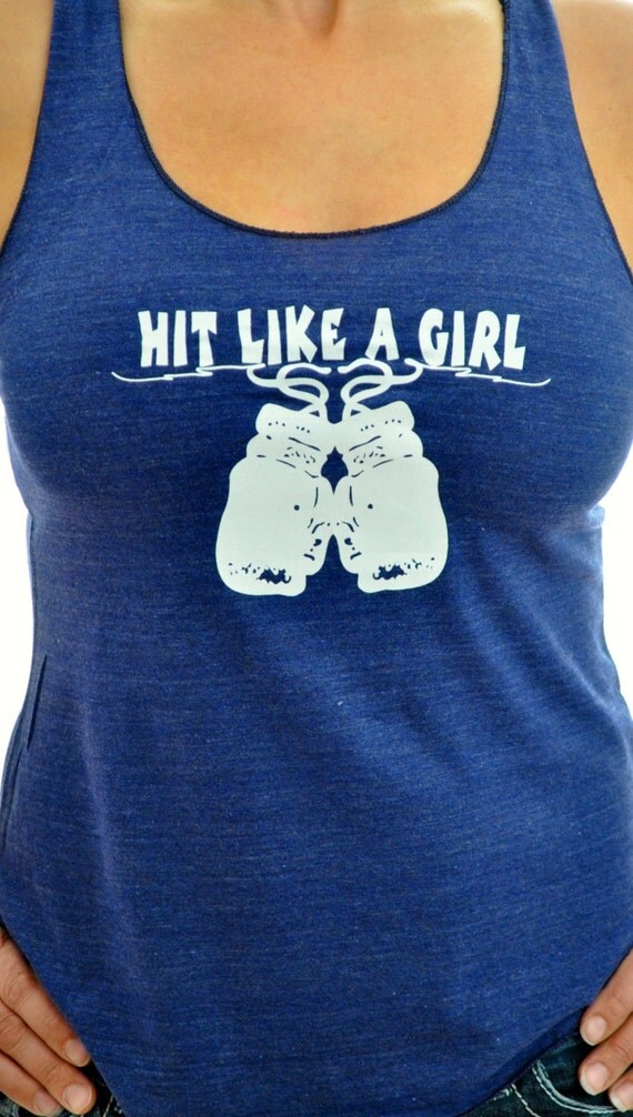 Hit Like a Girl racerback triblend tank