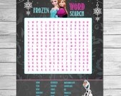 Items similar to Frozen Word Search Chalkboard // Printable Frozen ...