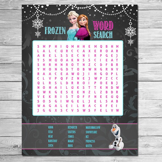 Items Similar To Frozen Word Search Chalkboard // Printable Frozen ...