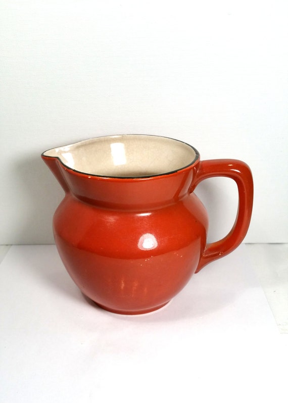 Small Pottery Pitcher Mid Century Japan Rust by BlindedByDelight