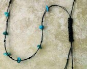 Turquoise Stone Tassel Necklace, Rustic, Knot Jewelry, Boho, Bohemian, Hippie, Handmade, Stone Necklace