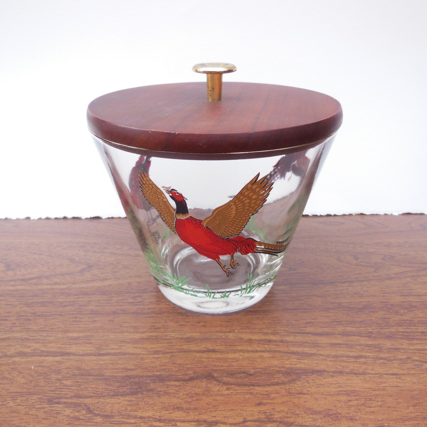 Vintage Hazel Atlas ice bucket w lid glass w by TimeDriftVintage