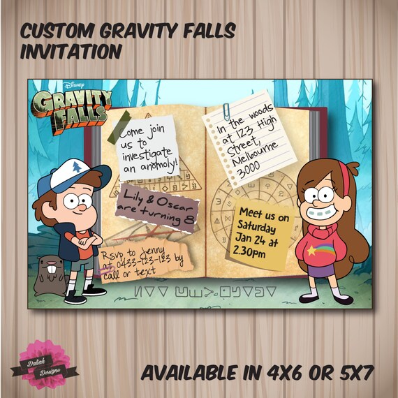 GRAVITY FALLS Journal Style Birthday Invitation by DaliahDesigns