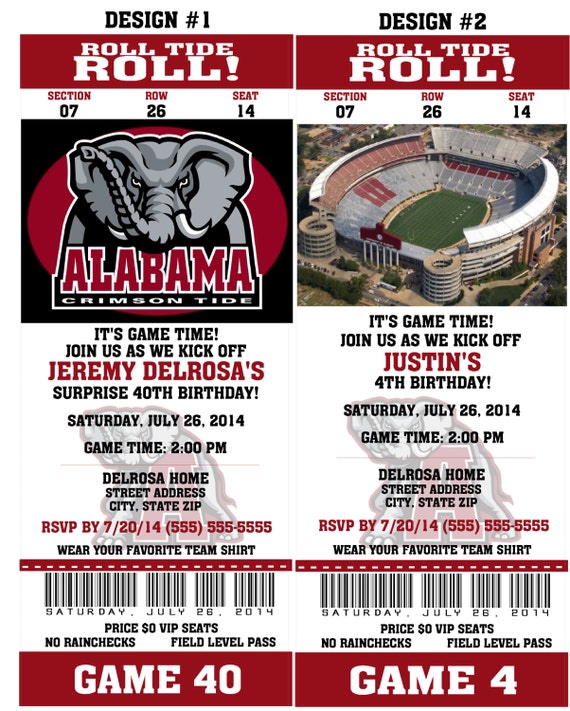 Printable Alabama Crimson Tide College Football Birthday Party