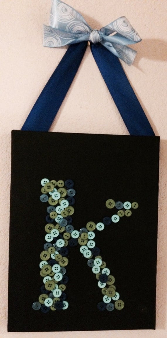 Monogrammed Button Canvas Wall Art by ArtSeaJay on Etsy