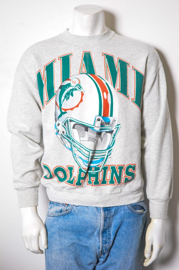 Miami Dolphins Grey Logo Pullover By Authenticthrowbacks On Etsy 