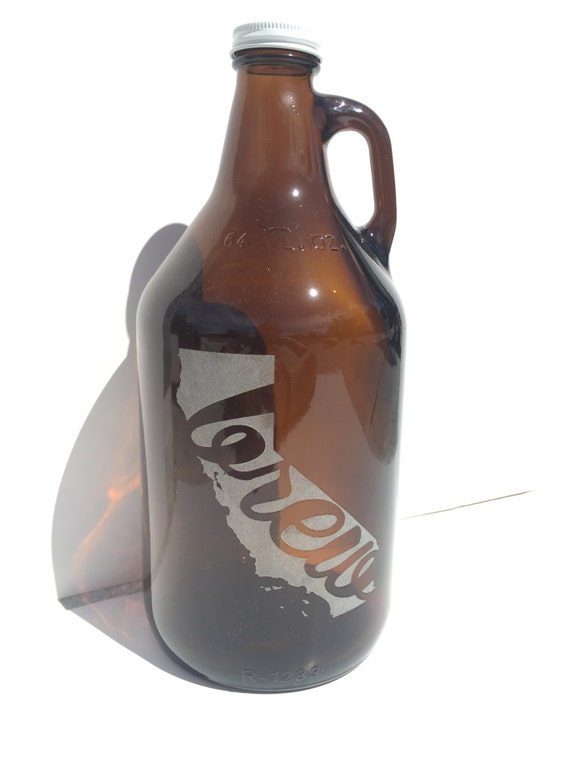 Brew California Beer Growler 64oz Laser Engraved Growler