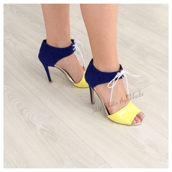 ... , blue and yellow sandals  Sandals  High Heels  High Heeled Shoes