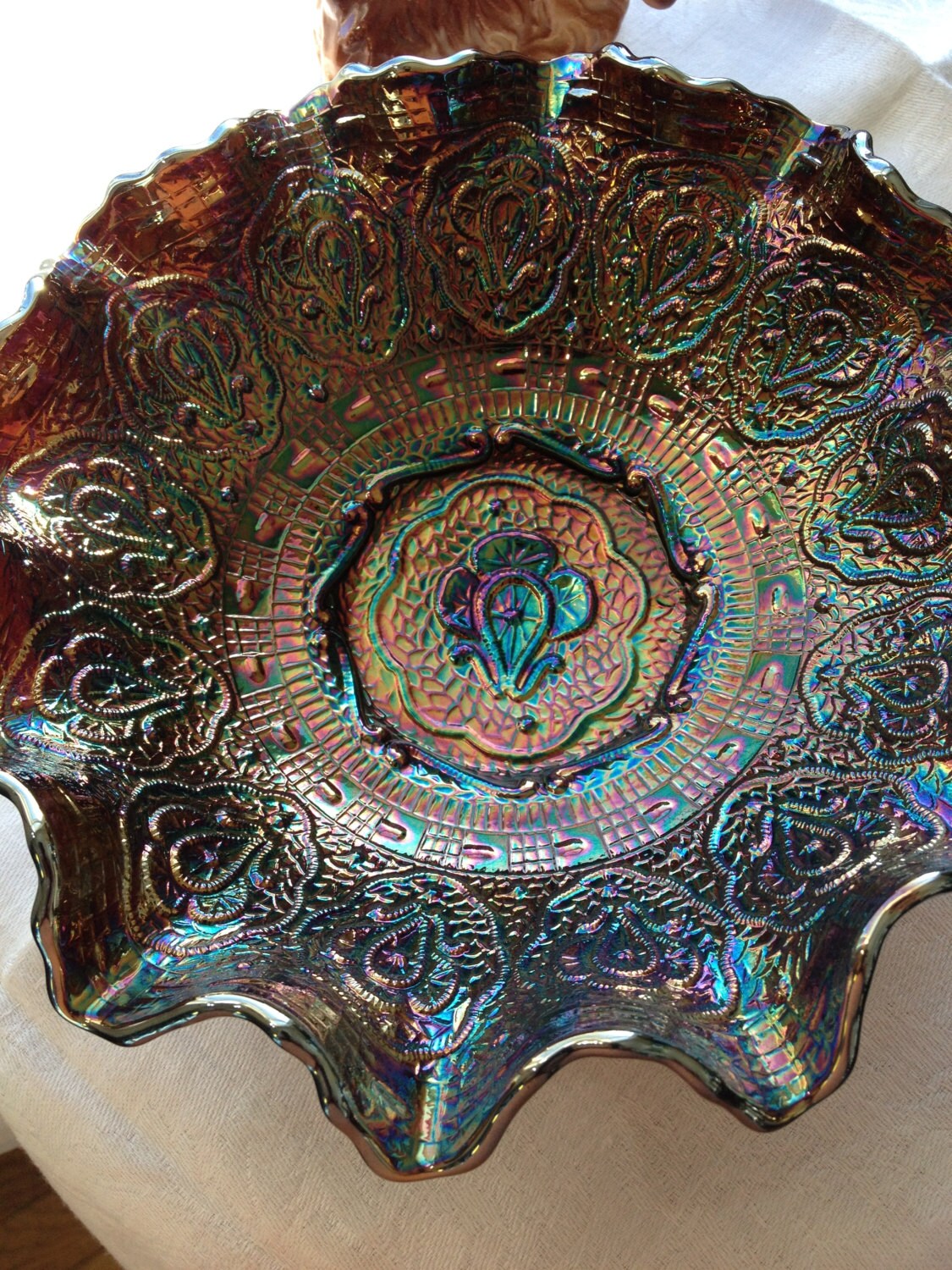 Rare Fenton Bowl Persian Medallion Amethyst Iridescent