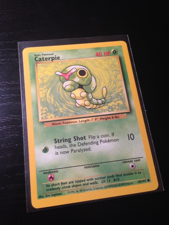 Original Caterpie Pokemon Card For Crafts