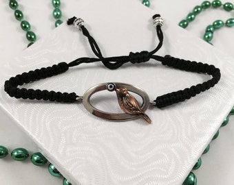 SALE - Evil Eye Bracelet - Adjustable Macrame Arm Party - Simple Bracelet - Handmade Bracelet - Bird Bracelet