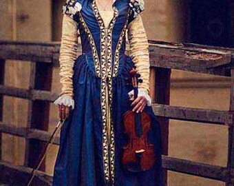 Dark Blue Taffeta Renaissance Dress, 16th Century Italy Eleonora of Toledo Ball Gown