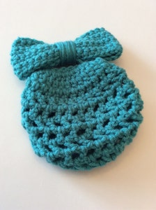 Crochet Simple Bun Holder With Attached Bow Barrette, Ballerina Bun ...