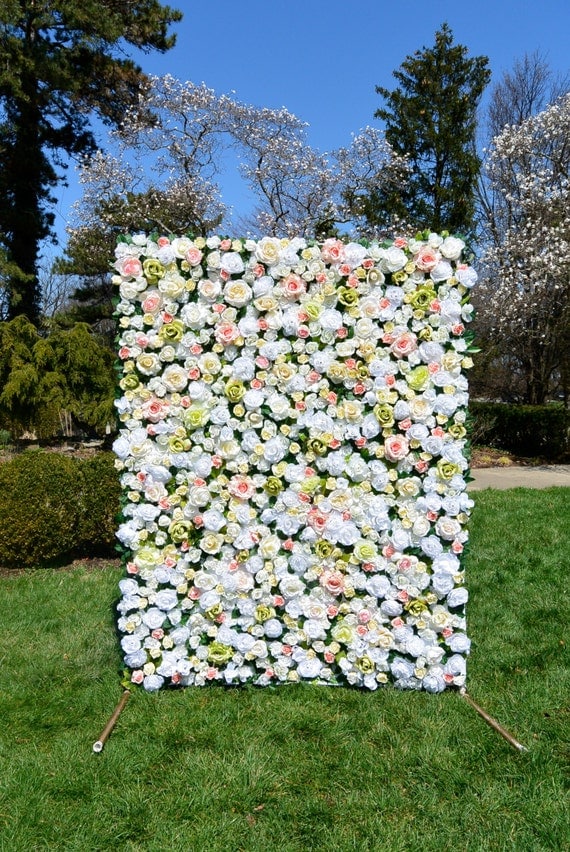 5’ x 7’ Ivory Faux Flower Wall // FREE Shipping