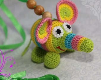 Crochet rattle Funny Elephant Baby rattle New baby toy Crochet toy Toddler toy Crochet baby toy Animal toy Toy handmade Nursery toy