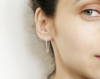 Line earrings, staple earrings, edgy silver earrings, minimalist earrings, geometric earrings, hipster style earrings