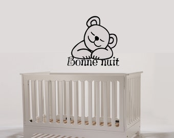 Wall Decal 003 E- Pooh Goodnight Children's Bedroom - English or French