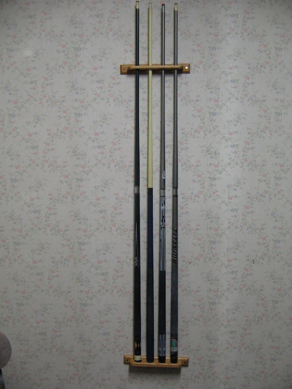 3 or 4 Cue Wall Mounted Pool Cue Storage Rack