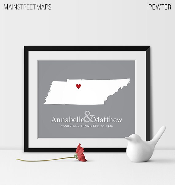 ... Gift Personalized Couples Gift for Her Tennessee Gift -Any STATE