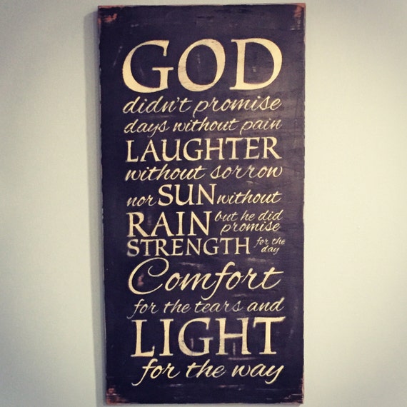 God Didn't Promise Handmade Wood Sign by BoardsWithPurpose on Etsy