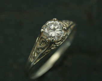 the cinderella ring silver vintage style filigree engagement ring white topaz - Cinderella Wedding Ring the cinderella ring silver vintage style filigree engagement ring white topaz - Cinderella Wedding Ring