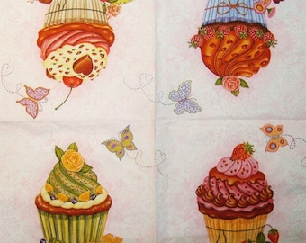 Cupcake Decoupage Napkin Eat Decoupage Paper Decoupage supplies Decoupage paper napkins Decoupage Print