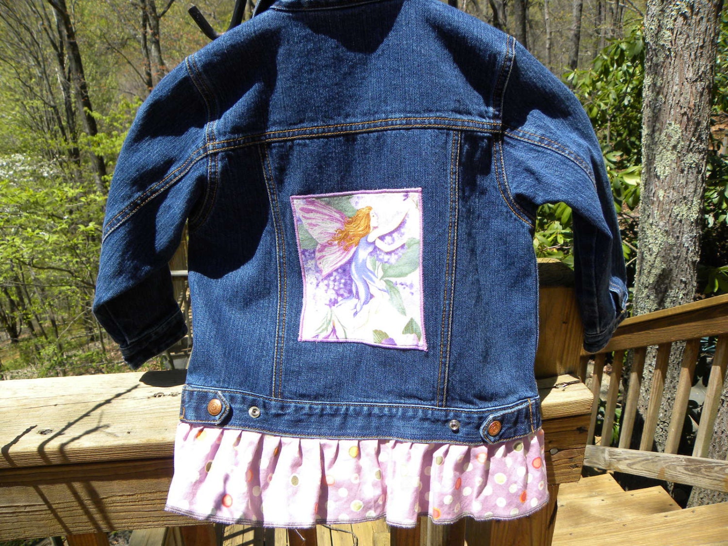 Kids jeans jacket with fairy applique and by FaerieMadeCouture