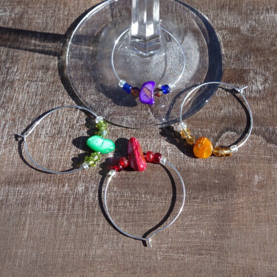 Sleek and Simple Colored Sea Shell Wine Glass Charms