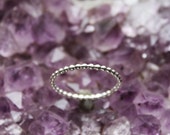 READY TO SHIP sterling silver ring, beaded stacking ring, single silver ring size 8