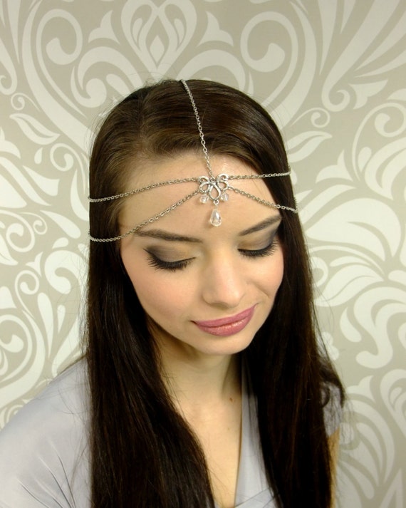 Silver Headchain Boho Head Chain Bridal Circlet by RuthNoreDesigns