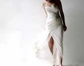 Wedding dress, Steampunk wedding dress, Leather wedding dress, Corset dress, Boho wedding dress, Alternative wedding dress, Ivory silk dress