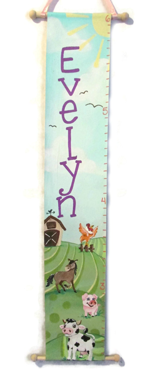 Custom Handpainted Canvas Growth Chart Your Design by myartsybaby