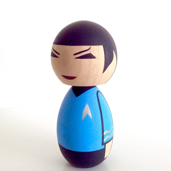 Kokeshi doll. Star Trek inspired Mr. Spock custom