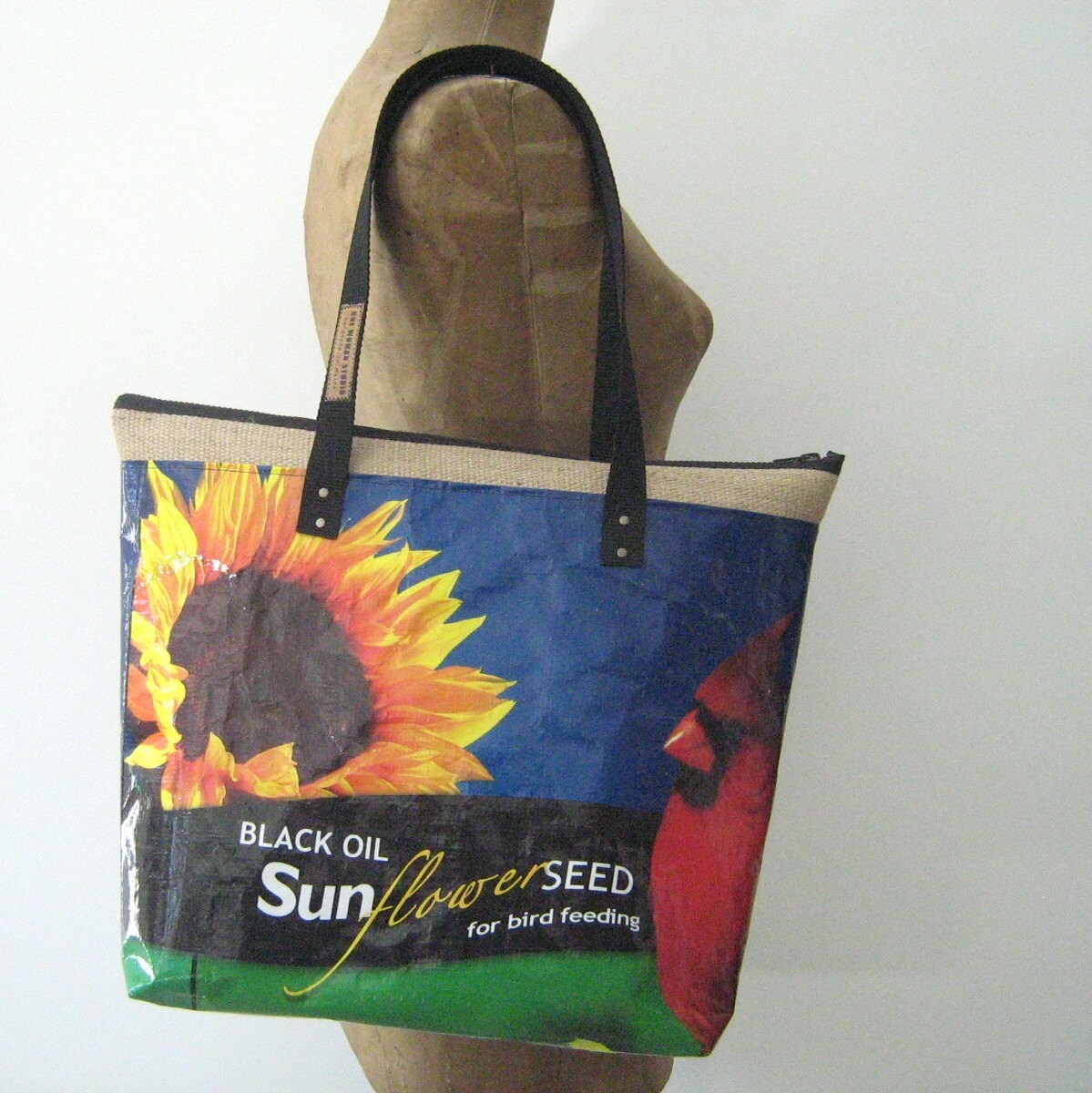 recycled bird seed bag tote with zipper top eco friendly recycled bird seed bag tote with zipper top eco friendly