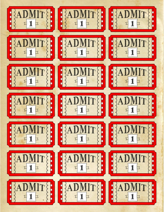 Birthday Party Circus Matching Tickets Digital by inkabink