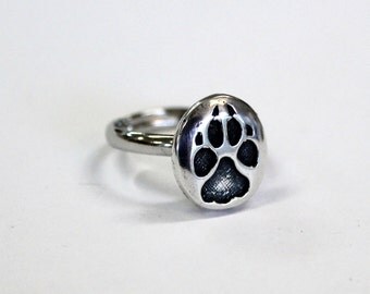 wolf sterling paw track ring silver tiny