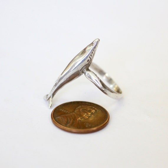 Great Blue Whale Ring Sterling Silver Whale Ring Vintage Whale Ring ...
