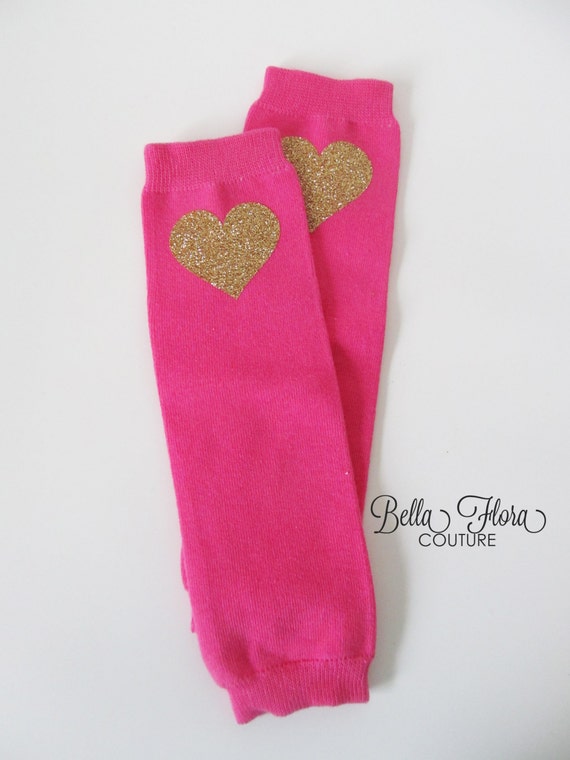 Heart Glitter Custom Hot Pink Leg Warmers by Sewstellardesigns