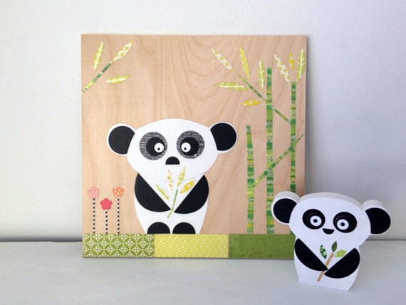 Panda Collage Kids Wall Art Jungle Theme eco friendly