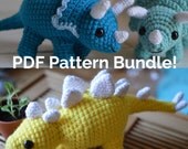 Triceratops Stegosaurus Dinosaur Amigurumi Crochet Pattern PDF Bundle Pack