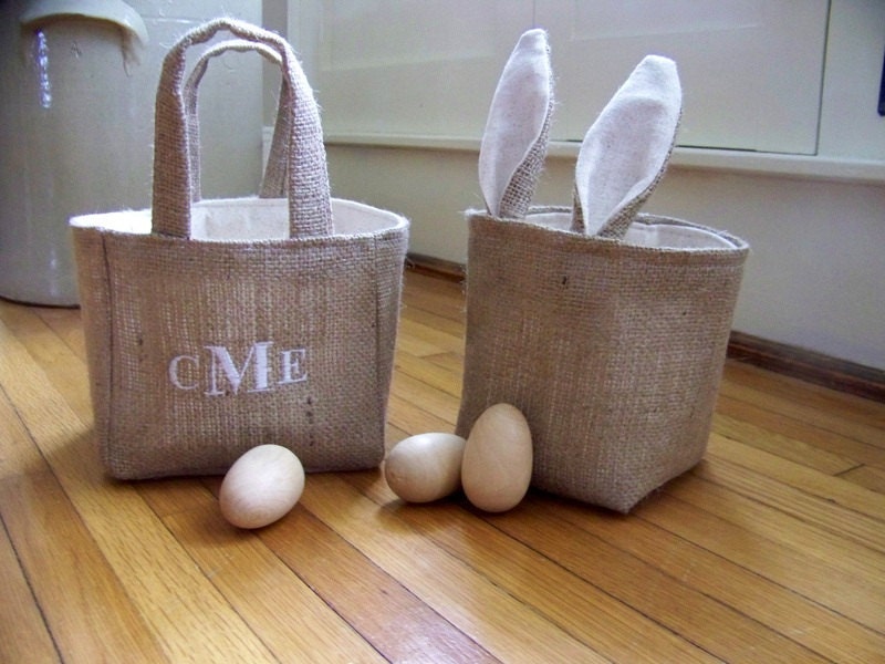 free shipping burlap easter basket / easter decoration