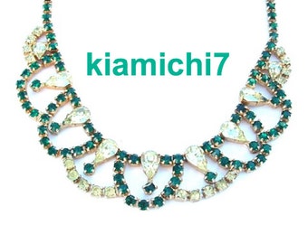 Emerald Green Necklace Pastel Peridot Rhinestone Necklace, Green Princess Party Bridal Jewelry