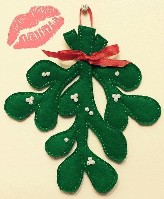 felt mistletoe christmas ornament decoration by lilliannamarie felt mistletoe christmas ornament decoration by lilliannamarie