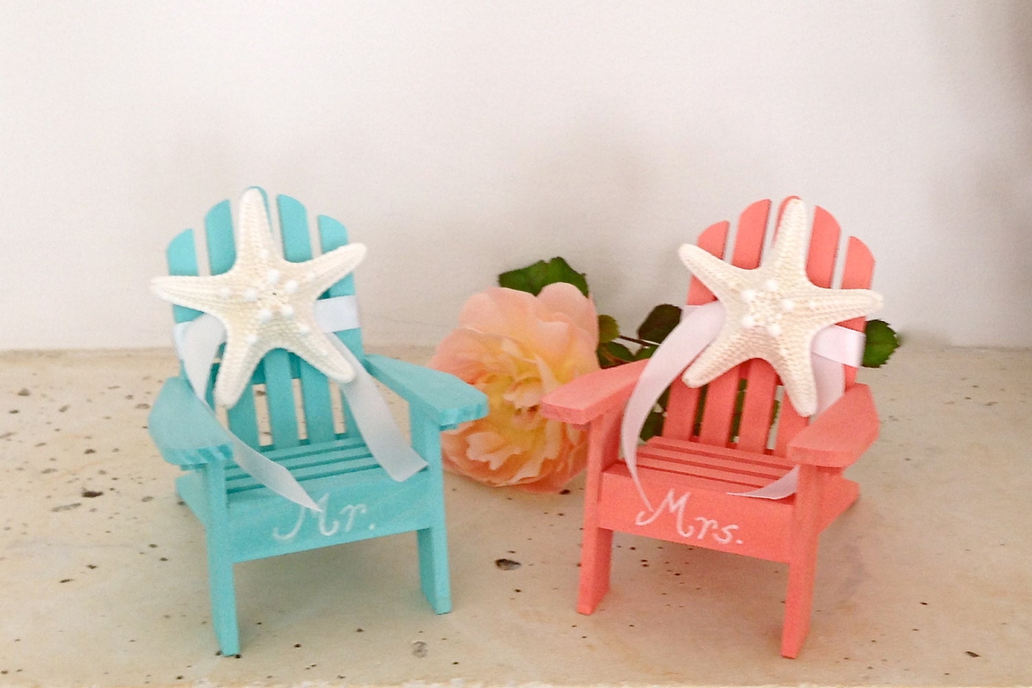 Beach Wedding Cake Topper 2 Mini Adirondack by SeashellCollection